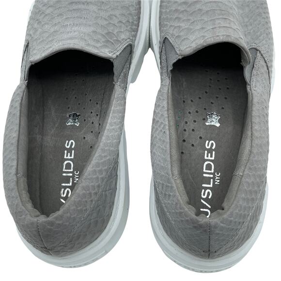 J Slides NYC Ariana Platform Sneakers Faux Snakeskin Croc Pattern Gray Size 8 - Picture 6 of 7